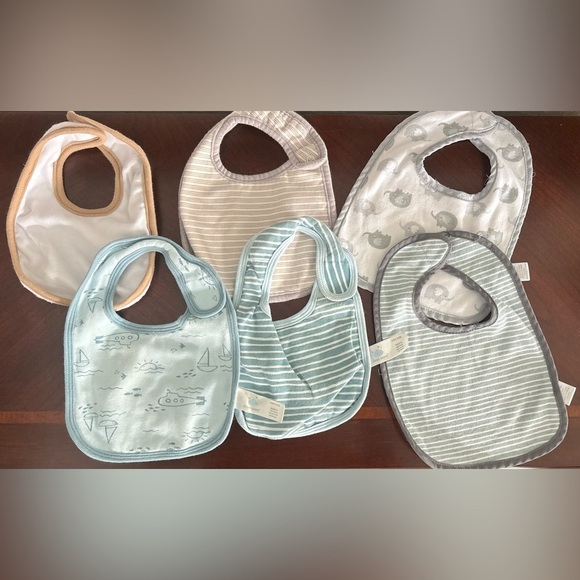Cloud Island Bibs Bundle of 6 Striped, Ocean & Elephant Design - Picture 1 of 1